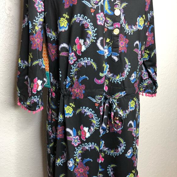 Tracy Negoshian Tiana Black Paisley floral shift dress size Medium NWT - Picture 3 of 16